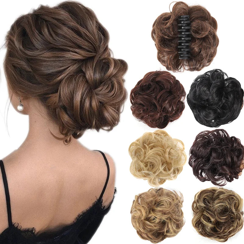 Messy Claw Hair Clip for Wavy Curly Updos - Synthetic Hairpiece for Women