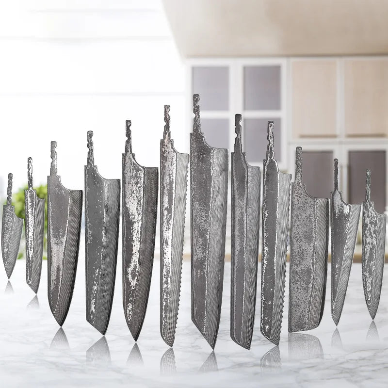 DIY Damascus Steel Chef Knife Blade - Full Tang Japanese Kitchen Tool