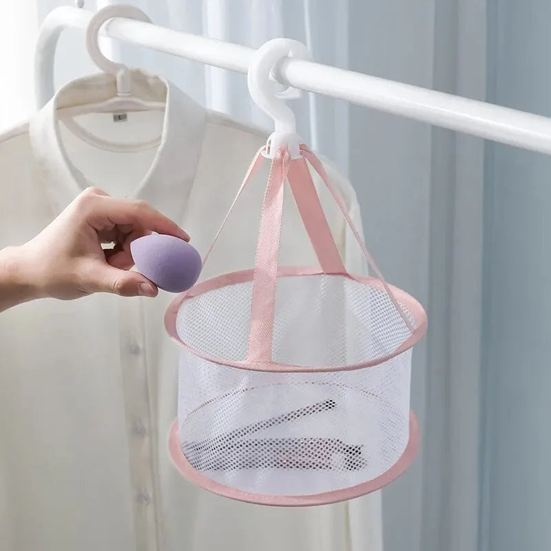 Makeup Brush and Powder Puff Storage Bag with Mesh Pocket for Air Drying