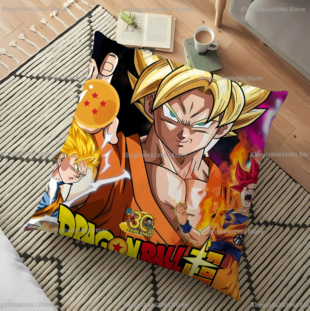 Anime Dragon Ball Pillowcase Goku Vegeta Double-Sided Cushion Cover Bedroom Living Room Decor