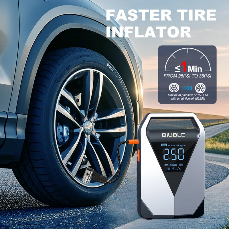 4-in-1 Car Jump Starter Air Pump Compressor 150PSI Tire Inflator 12000mAh Battery