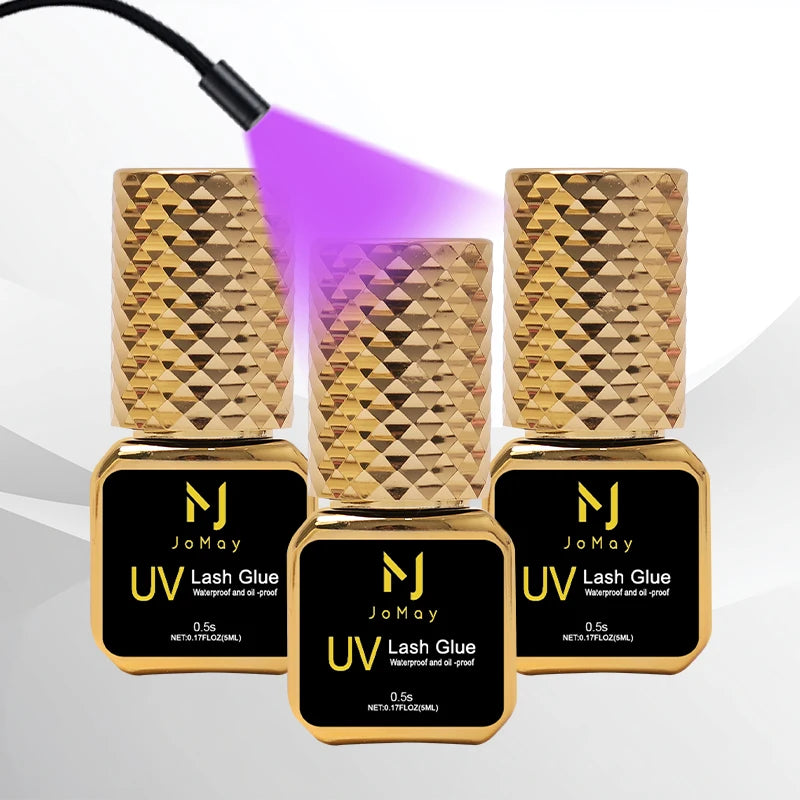 UV Lash Glue Black 3 Bottles 5ml Fast Drying Eyelash Extension Adhesive