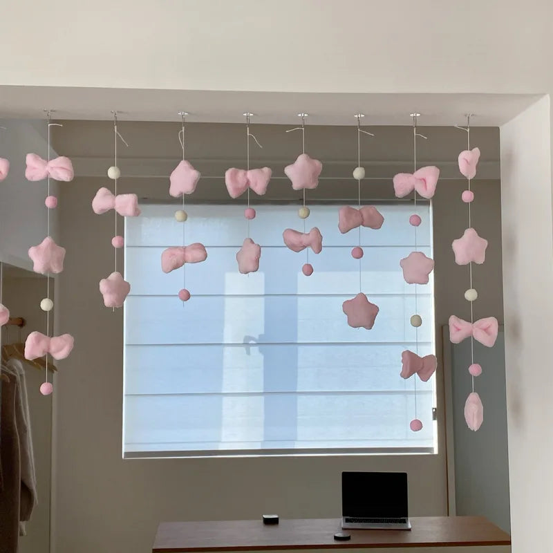 Knot Door Curtain Room Divider No Punching Heart Decor for Bedroom & Bay Window