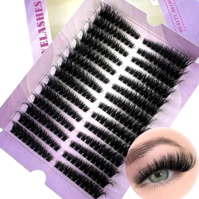 Large Capacity DIY False Eyelash Clusters - Fluffy Volume Cat Eye Lashes 14 Rows