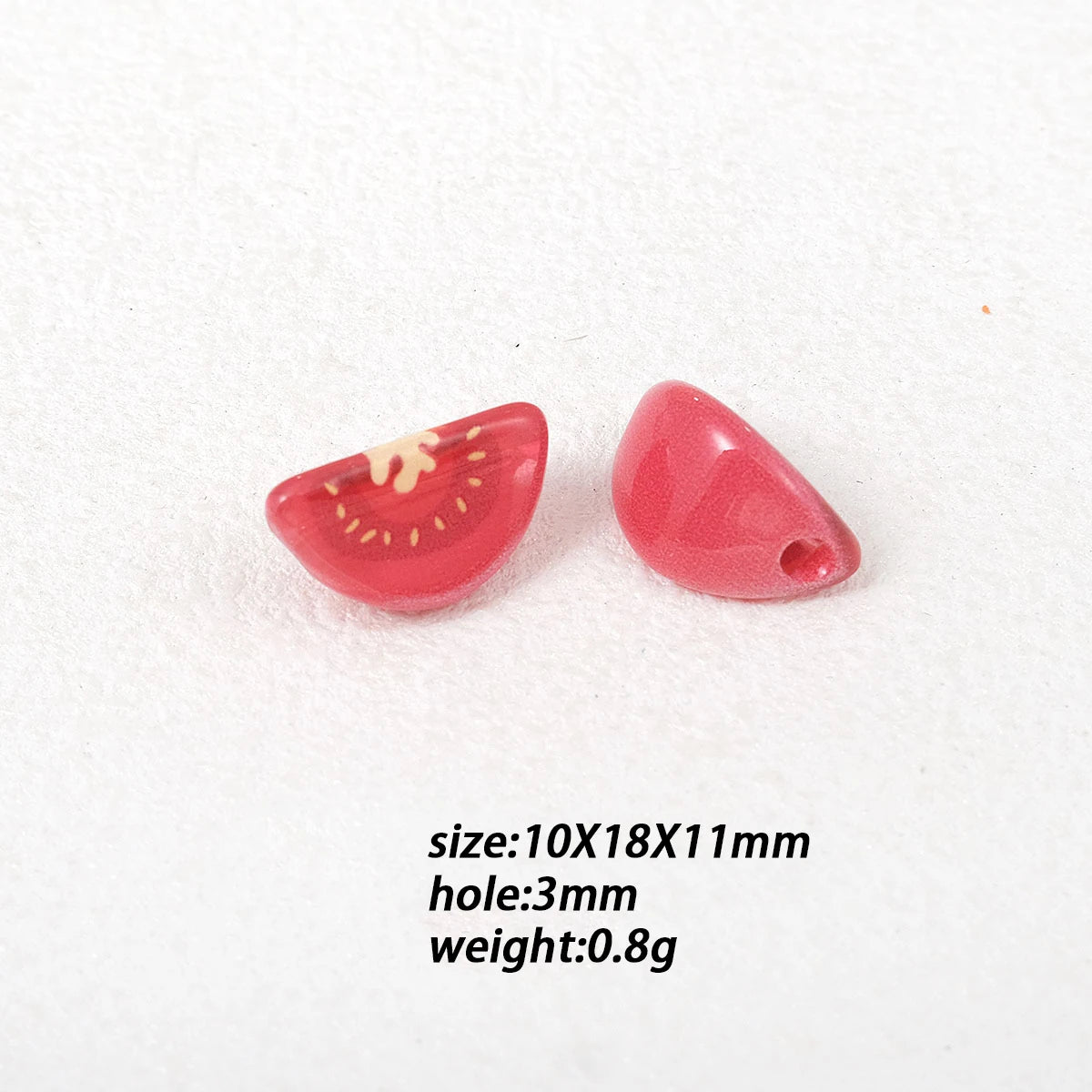 Watermelon Fruit Acrylic Beads Pack - Perforated Jewelry Charms for DIY Bracelets & Phone Straps