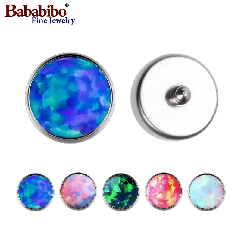 Titanium Dermal Anchors with Synthetic Opal Top - Hypoallergenic Body Jewelry 14G 3-7mm