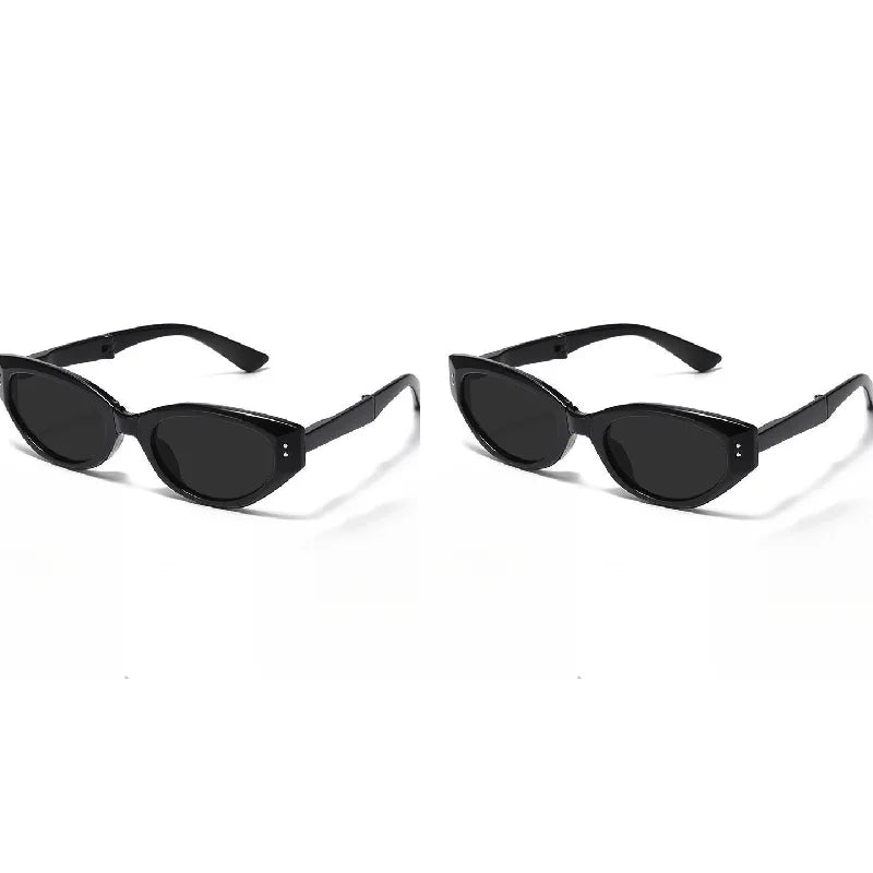 Minimalist Oval Cat-Eye Sunglasses Women's Folding UV Sunshade Accessories