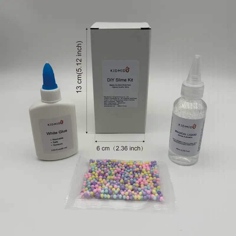 DIY Slime Kit with White Glue, Activator & Color Foam Balls for Kids Crafts