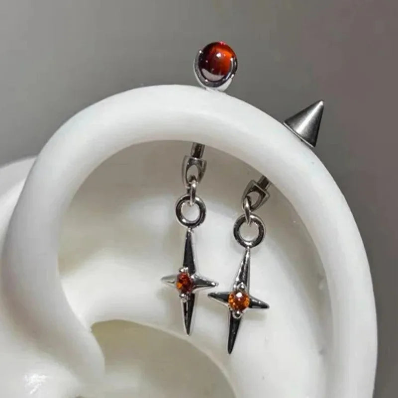 Metal Ear Studs Cone Star Pendant Earrings for Women - Jewelry Set