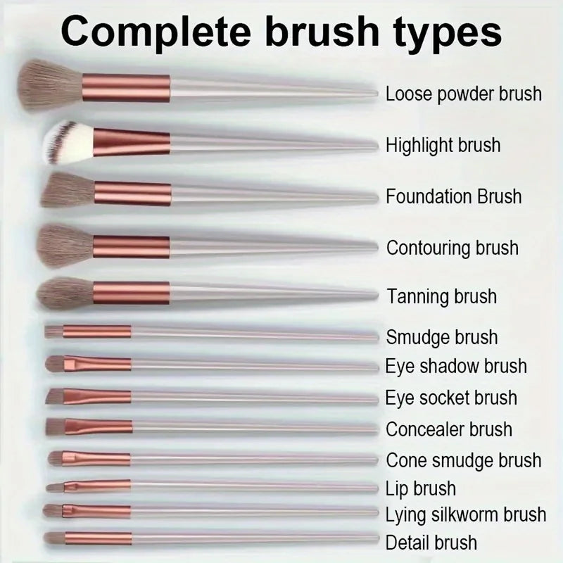 13-Piece Portable Makeup Brush Set with Storage Bag - Super Soft & Travel-Friendly