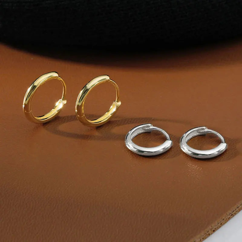 Minimal Glossy Hoop Earrings for Women and Men - Tiny Cartilage Piercings, Trendy Gold & Silver Options