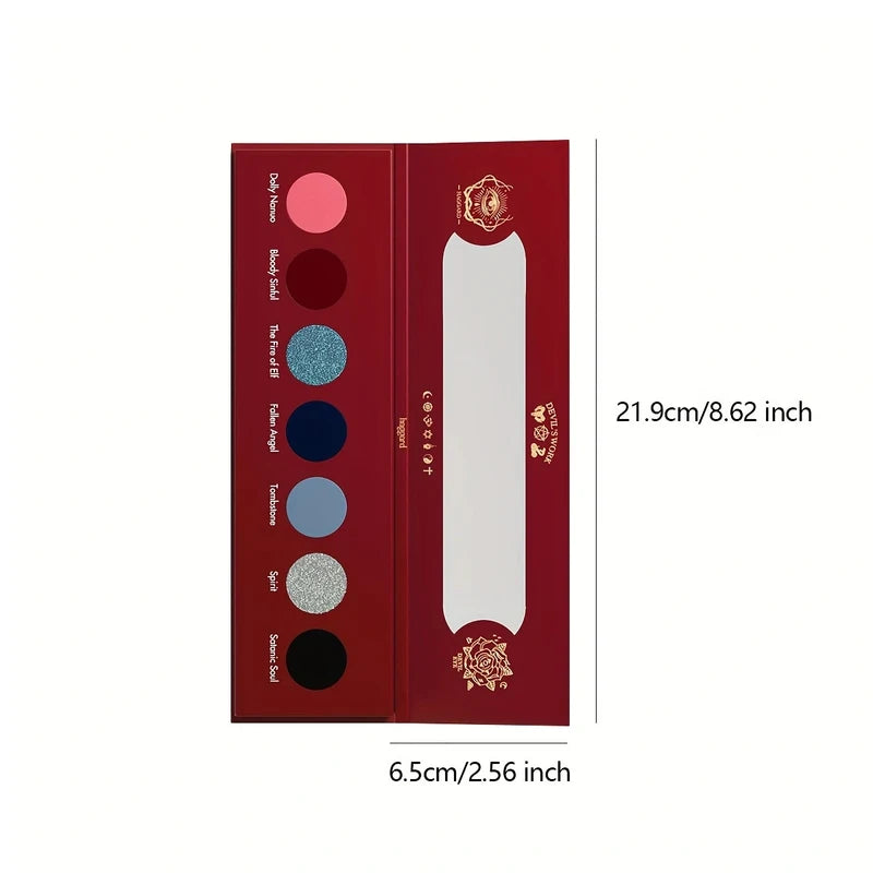 Seven-Color Eyeshadow Palette - Matte & Shimmer Finishes, Bold Makeup Look