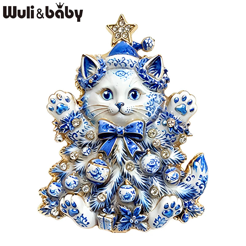 Christmas Brooch Pins for Women Tree Cat Santa Nutcracker Holiday Jewelry