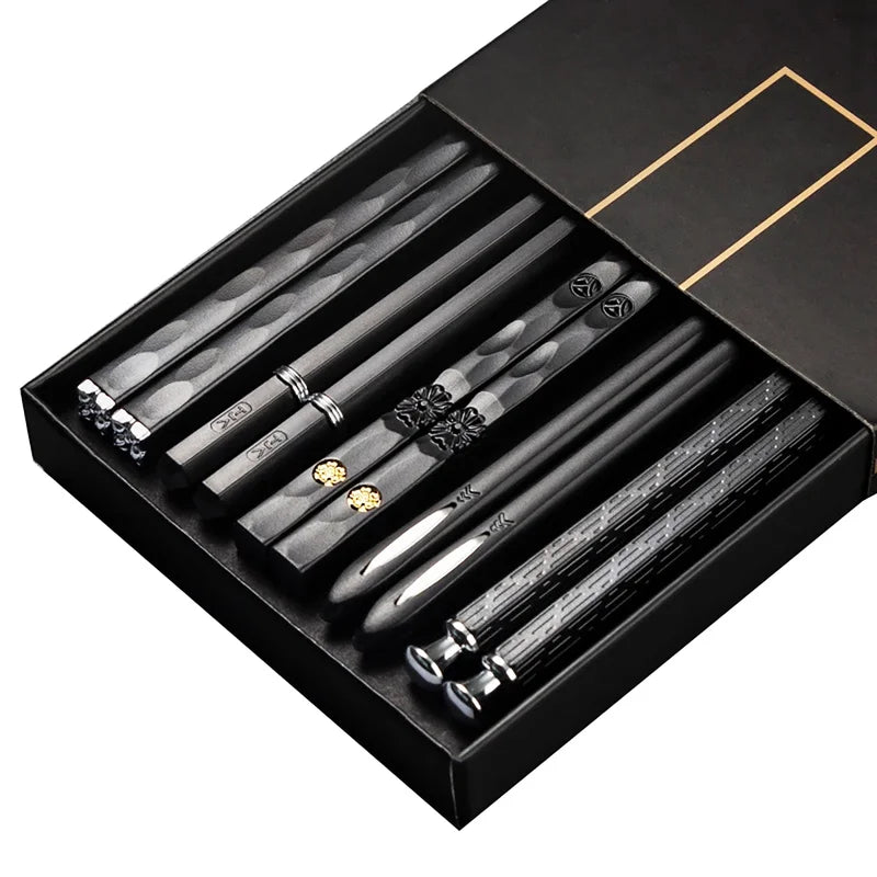 Reusable Alloy Chopsticks Set - Japanese & Korean Style Flatware for Kitchen Tableware