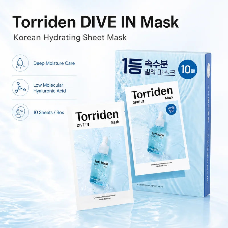 Deep Hydrating Hyaluronic Acid Facial Sheet Masks - 10 Pack for Skin Care