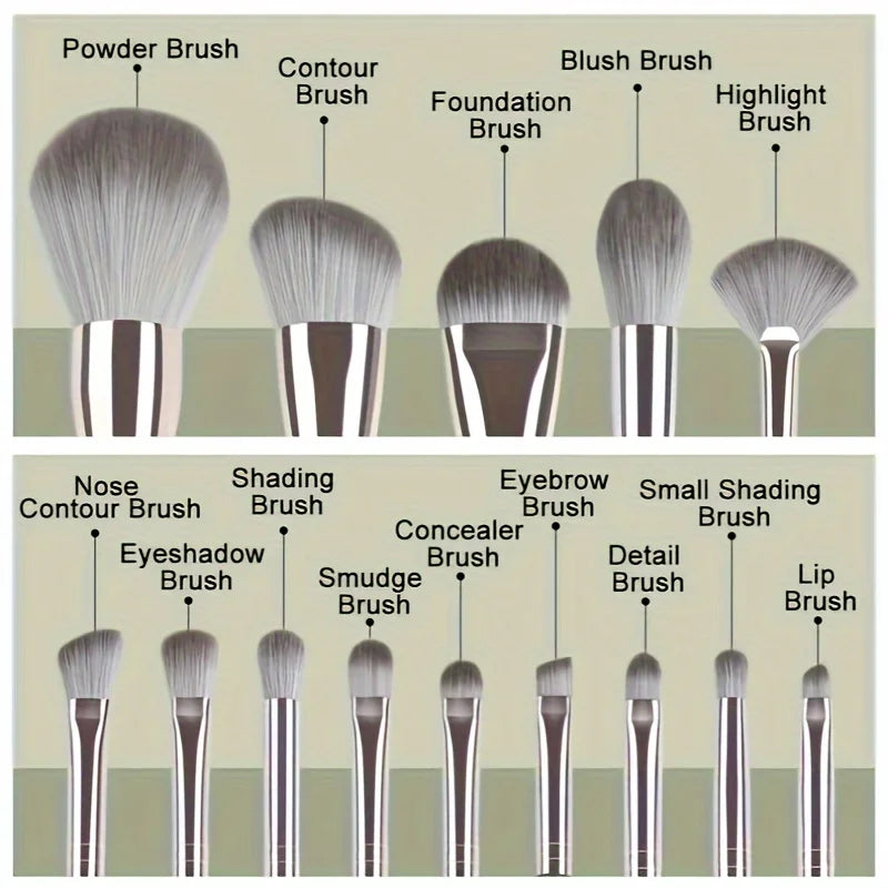 14-Piece Makeup Brush Set with Full Face & Eye Detail Brushes - Soft & Professional