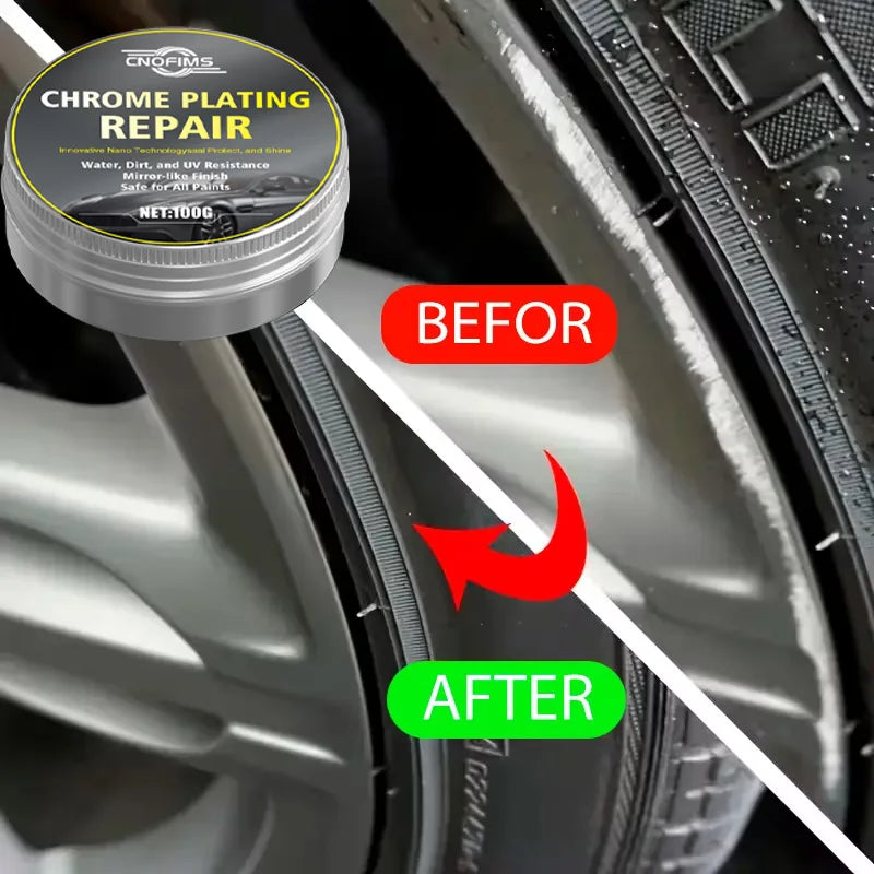 Universal Chrome Polish & Restorer for Wheels Exhaust Tips Vehicle Accents - Scratch-Free Shine