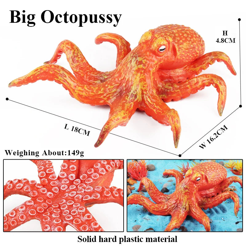 Marine Molluscs Model Action Figure Set – Octopus & Squid Sea Life Educational Toys