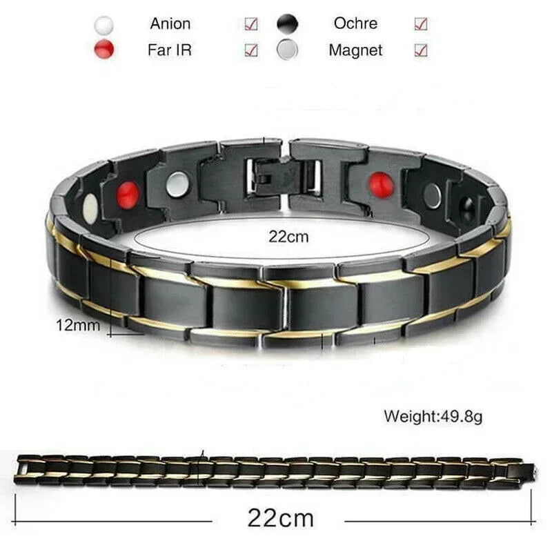 Men's Magnetic Therapy Bracelet - Anti-Snoring Stainless Steel Adjustable Jewelry