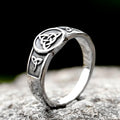 Witch Knot Stainless Steel Ring for Women Wiccan Cross Celtic Knot Jewelry Good Luck & Protection