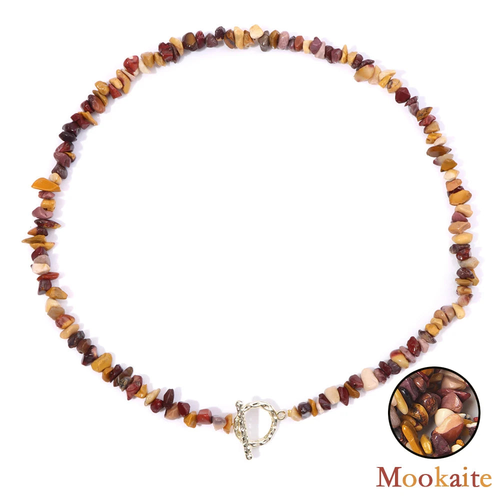 Natural Blue Stone Choker Necklace with Irregular Healing Gravel Beads for Women Jewelry