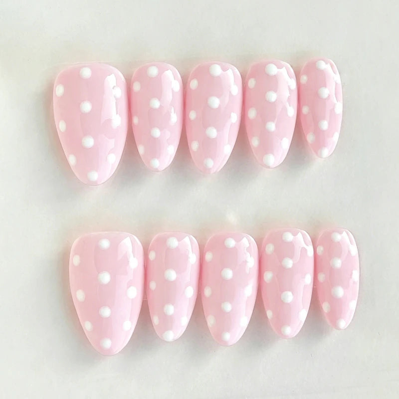 10 Pcs Handmade Press-On Almond Nails Set - Fake Nail Art for Ladies