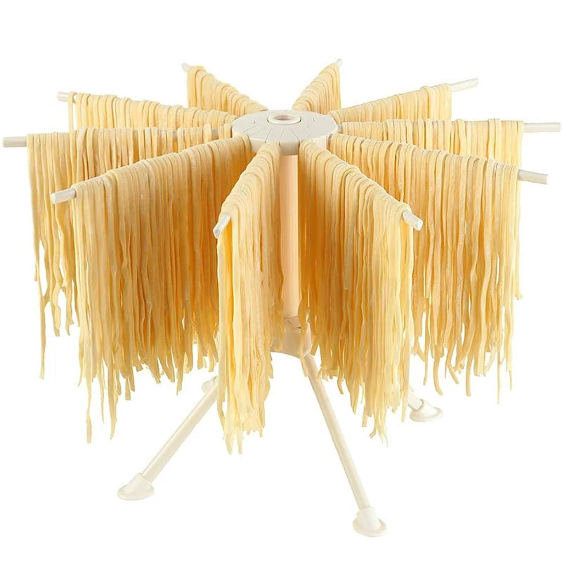Collapsible Pasta Drying Rack Kitchen Folding Noodle Stand with 10 Handles