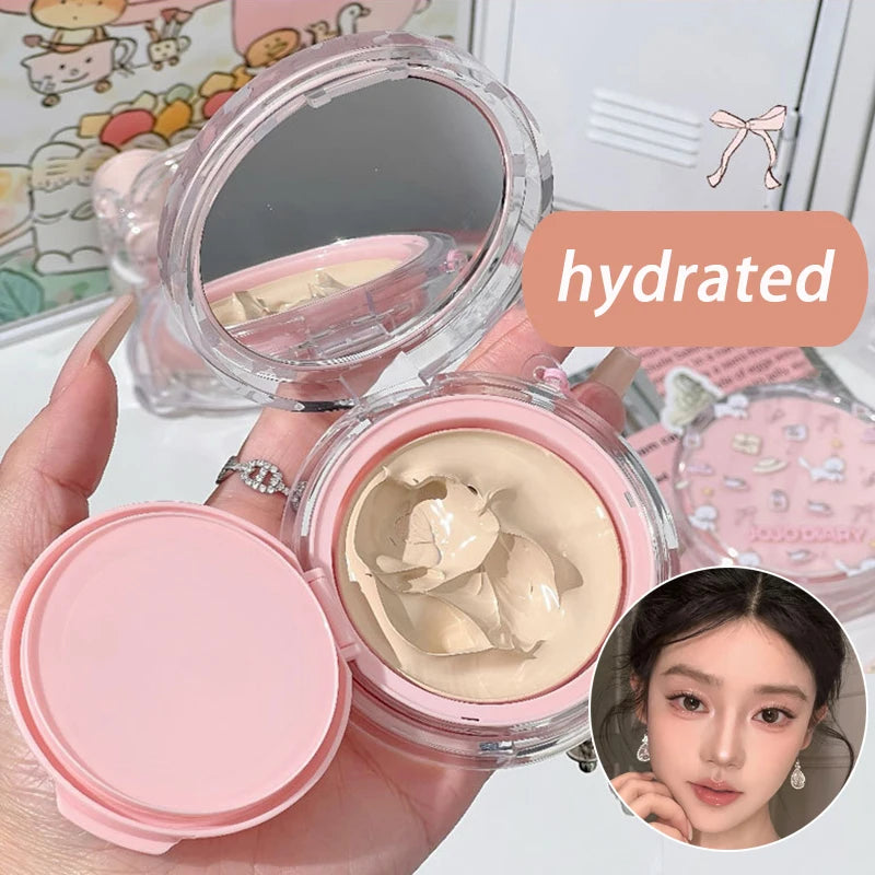 Cute Cat Air Cushion BB Cream - Hydrating High Coverage Foundation with Moisturizing Concealer, Oil Control, Korean Makeup Base