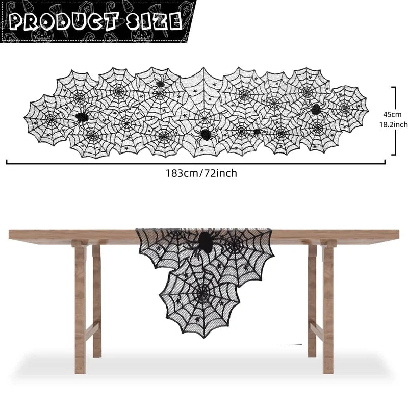 Halloween Table Runner Spider Web Lace Decor for Indoor Kitchen Dining
