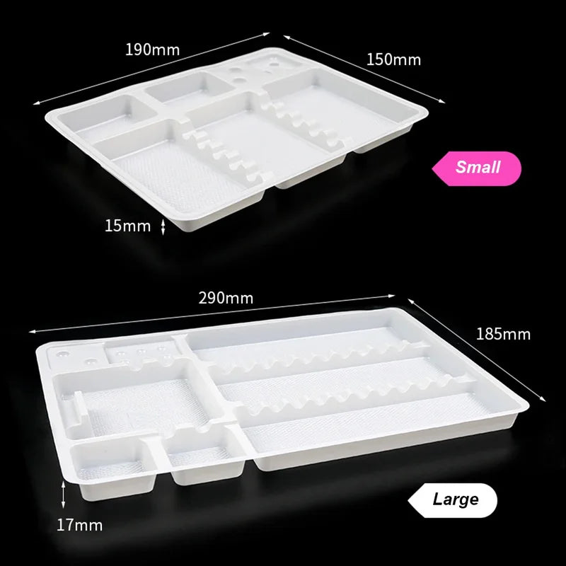 Disposable Dental & Makeup Organizer Trays - PVC Plastic Storage Plates, 50 Pcs