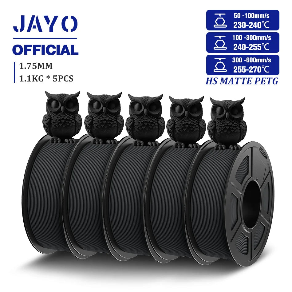 3D Printer Filament Set PLA PETG Silk Wood Marble 1.75mm 5 Rolls 1.1KG