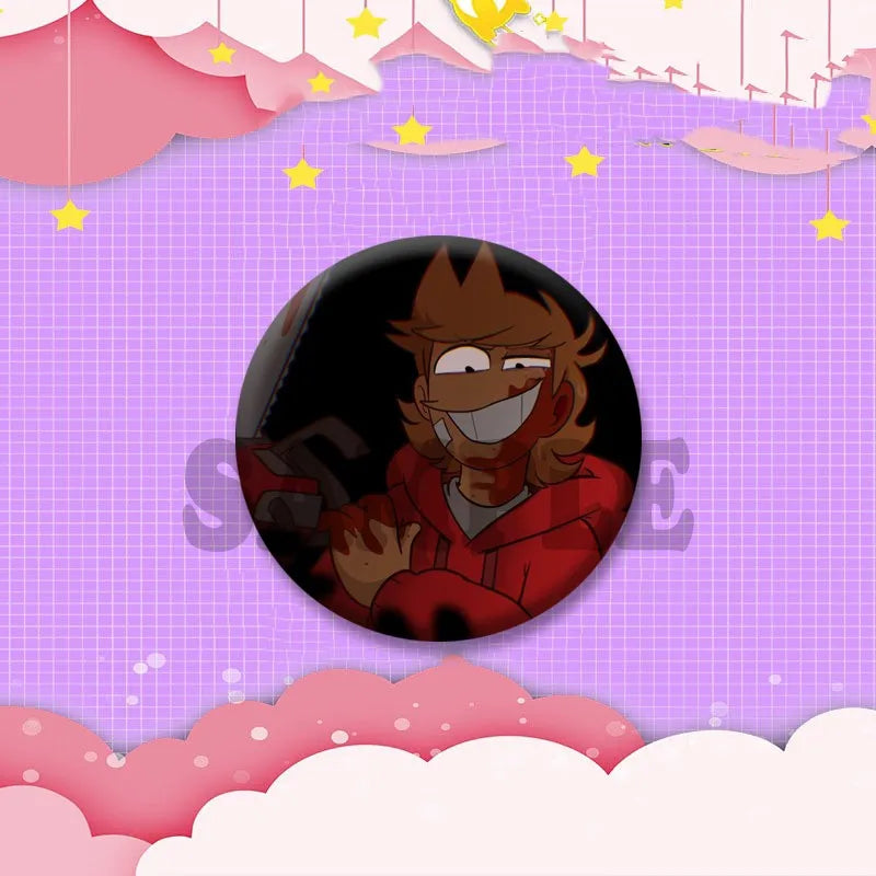 Anime Eddsworld Tord Coin Brooch Pin - Handmade Cartoon Role Play Badge