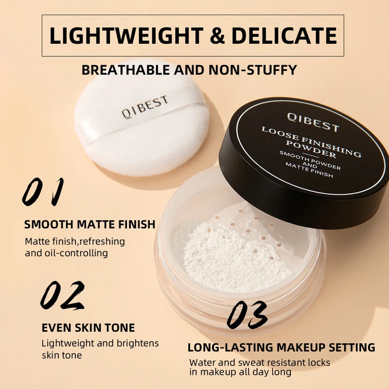 Matte Loose Setting Powder Waterproof Oil Control Face Powder - Full Coverage, Translucent