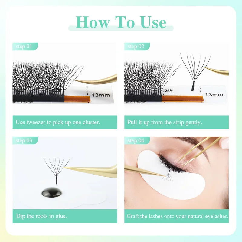 7D W Shape Premade Eyelash Extensions Natural Soft Light Full Dense Lashes