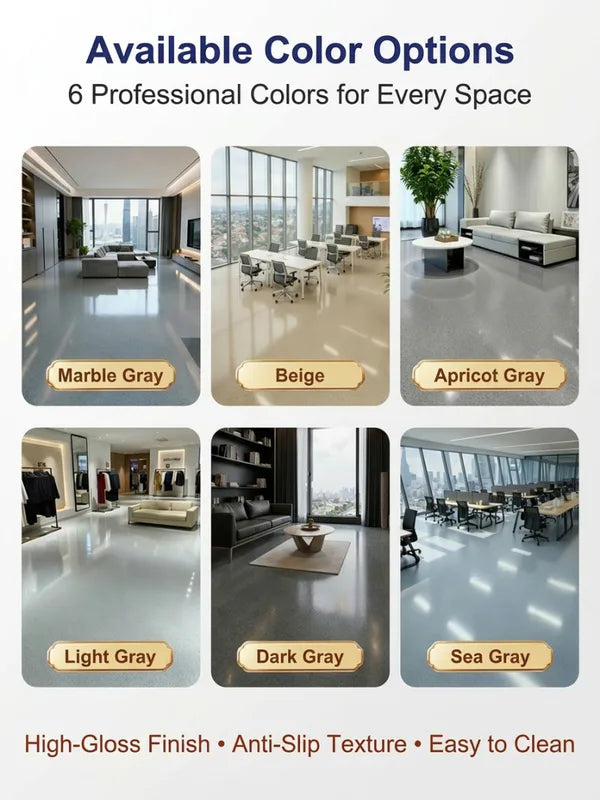 Self-Leveling Water-Based Epoxy Floor Paint for Indoor Outdoor Use - Anti-Slip & Imitation Marble Finish