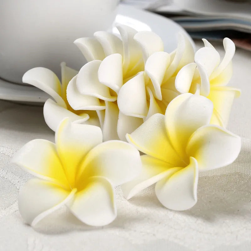 Fake Foam Frangipani Flowers for Wedding Decorations Craft Projects Hair Accessories - 10 Pack