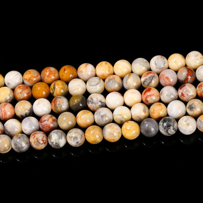 Natural Stone Crazy Lace Agate Bead Set - Round Loose Spacer Beads for Jewelry Making