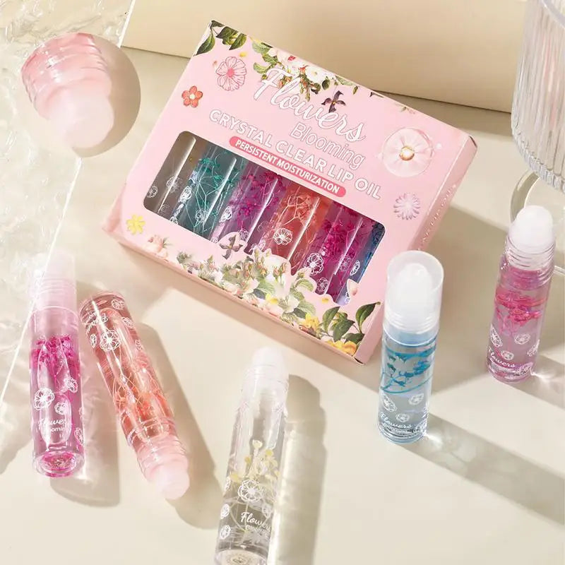 Moisturizing Lip Oil Set - Long-Lasting Clear Lip Gloss & Balm, 6pcs