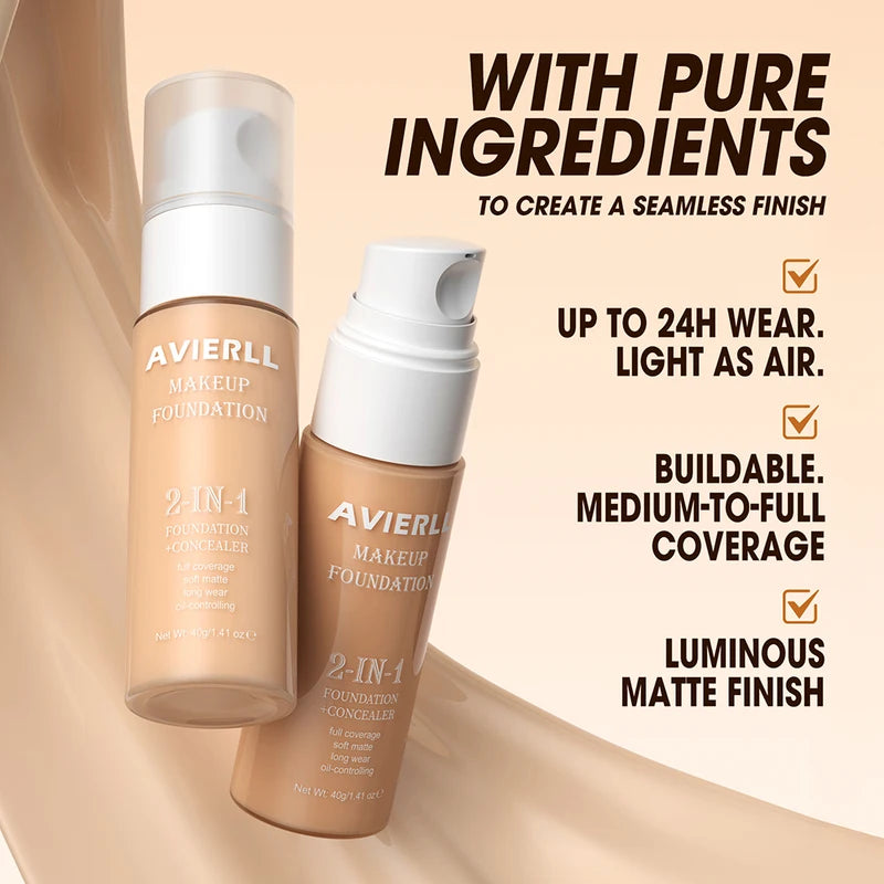 Waterproof Moisturizing Foundation & Concealer for Women - Long-Lasting Face Makeup Base
