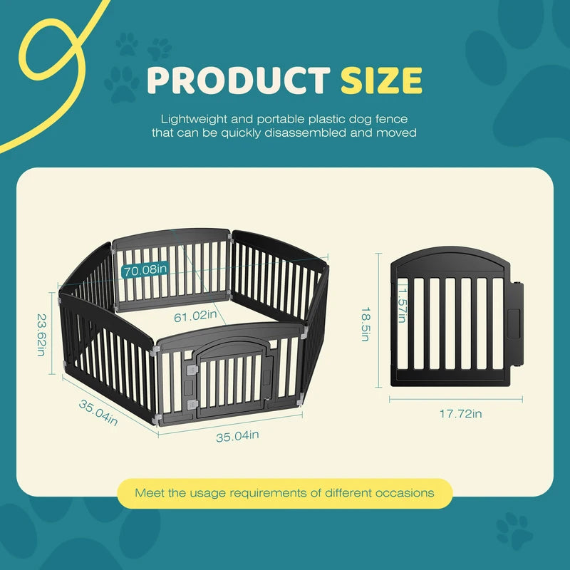 Expandable Dog Playpen 6 Panels - Portable Indoor Outdoor Pet Fence for Medium Dogs