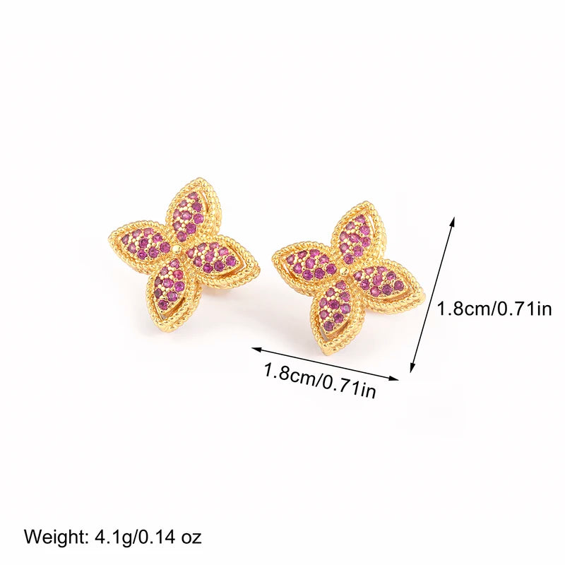 Elegant Flower-Shaped Crystal Zircon Stud Earrings for Women – Fine Jewelry Gift