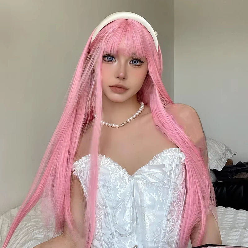 Long Straight Synthetic Wig for Halloween & Cosplay - High-Temperature Silk Cap