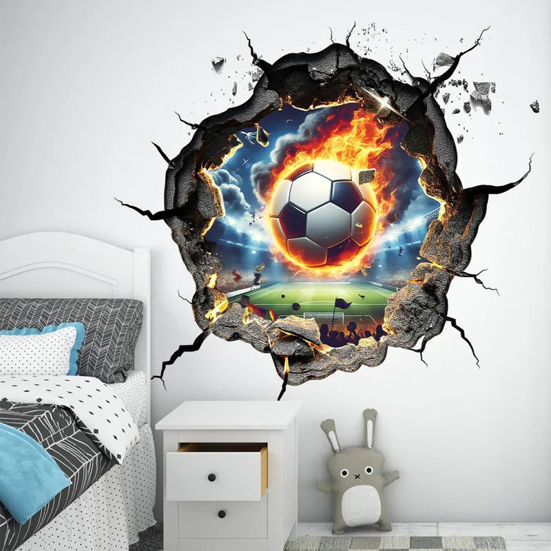 Soccer Hole Wall Sticker Football Celebration Decor for Birthday Party