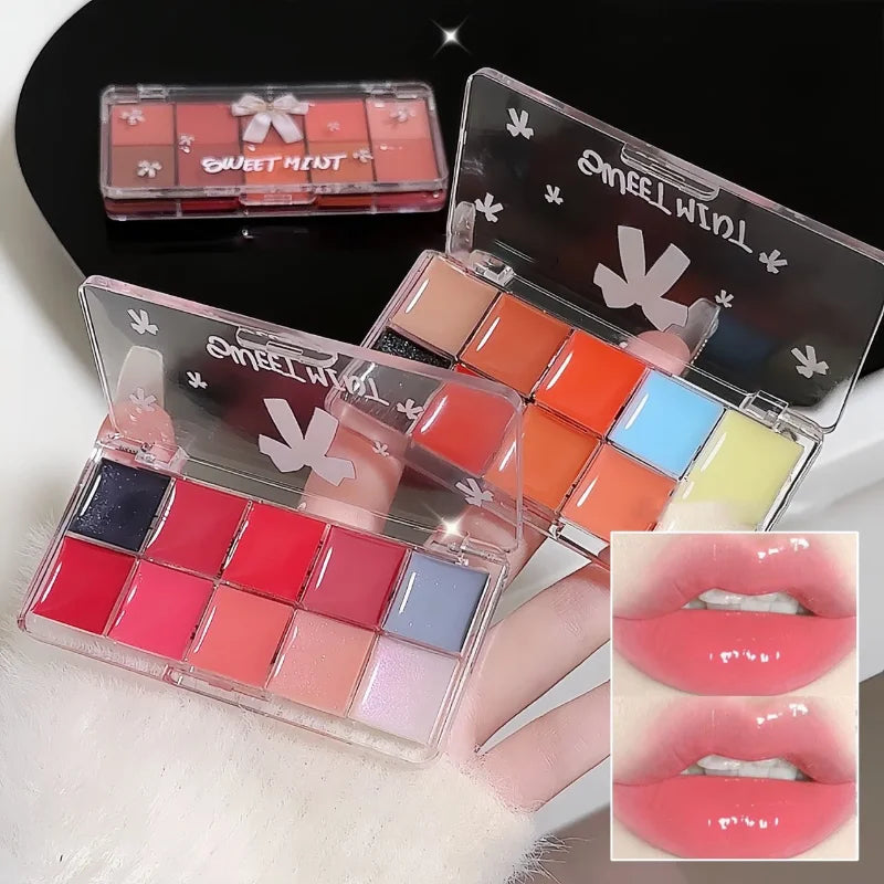 10-Color Lip Gloss and Lipstick Palette - Moisturizing & Long-Lasting Makeup Kit