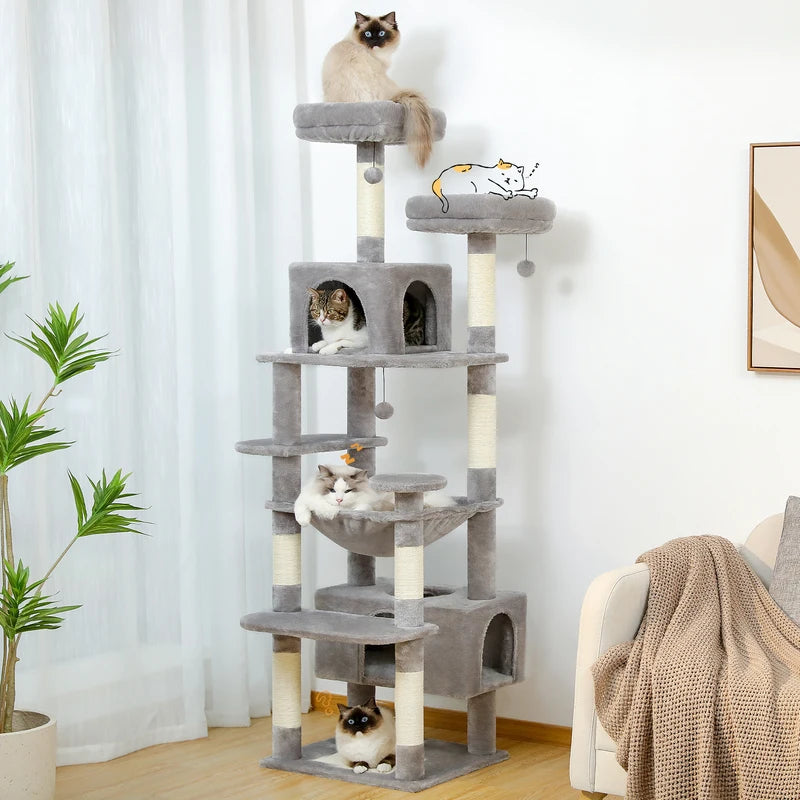 Large Multi-Level Cat Tree Tower with Sisal Scratching Posts, Spacious Condos and Perches