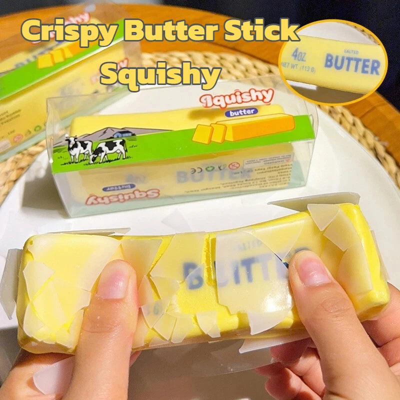 Crunchy Butter Bar Squishy Stress Relief Toy - ASMR Sensory Fidget for Adults