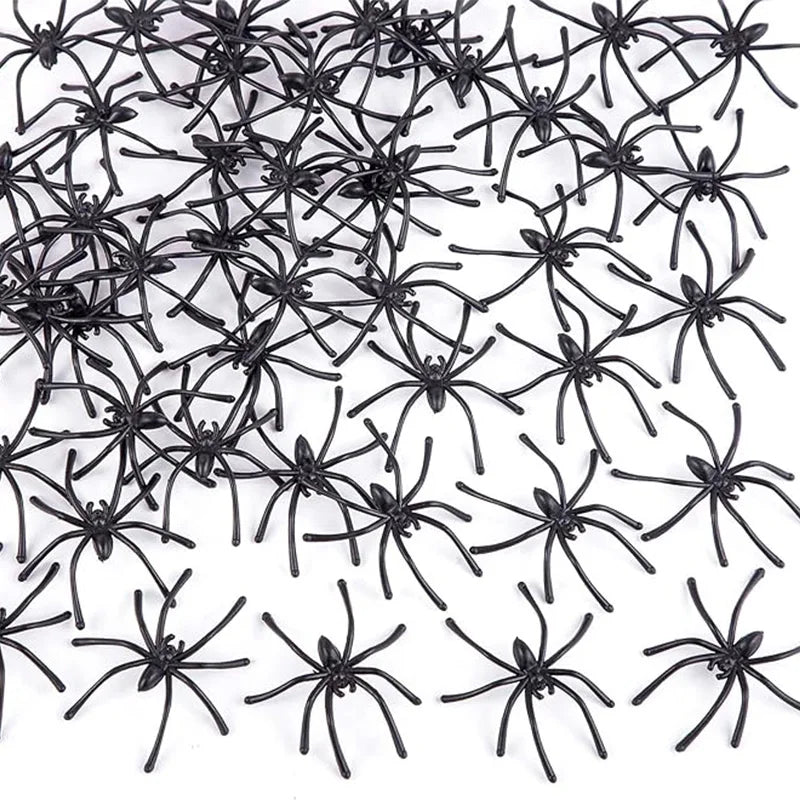 Mini Fake Plastic Spiders for Halloween DIY Party Decorations - Black