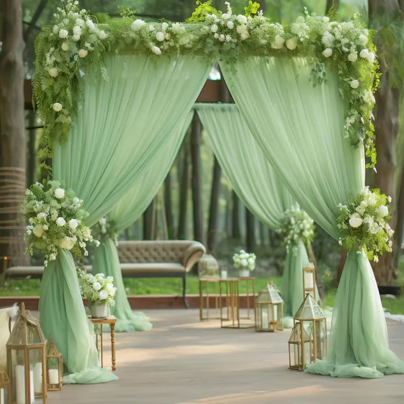5FT×10FT Chiffon Backdrop Curtain for Wedding Party Halloween Decor Sheer Photography Background