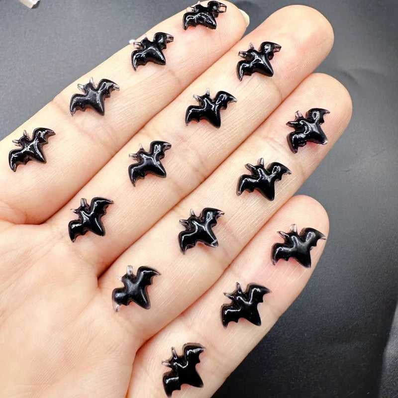 Halloween Nail Decorations 30pcs Bat Spider Resin Charms for Nail Art Accessories