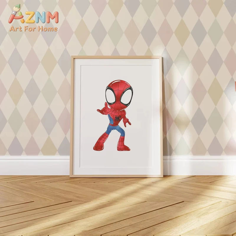 Kids Room Wall Art Poster - Marvel Superheroes Canvas Decor for Nursery & Playroom
